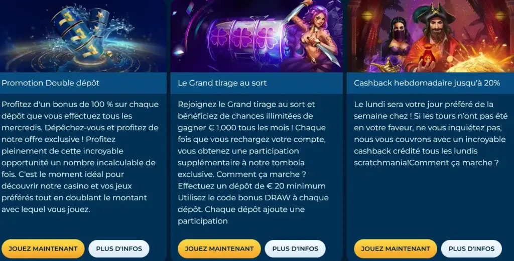 Scratchmania bonifications